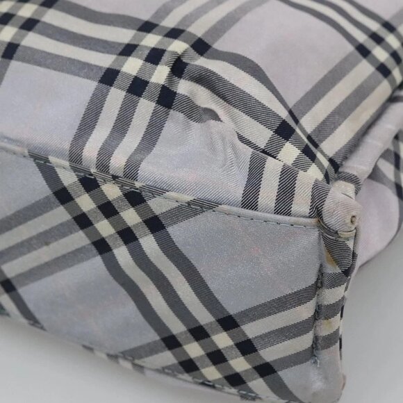 BURBERRY Nova Check Blue Label Hand Bag Nylon Purple Silver Auth hs1699 - Picture 4 of 16